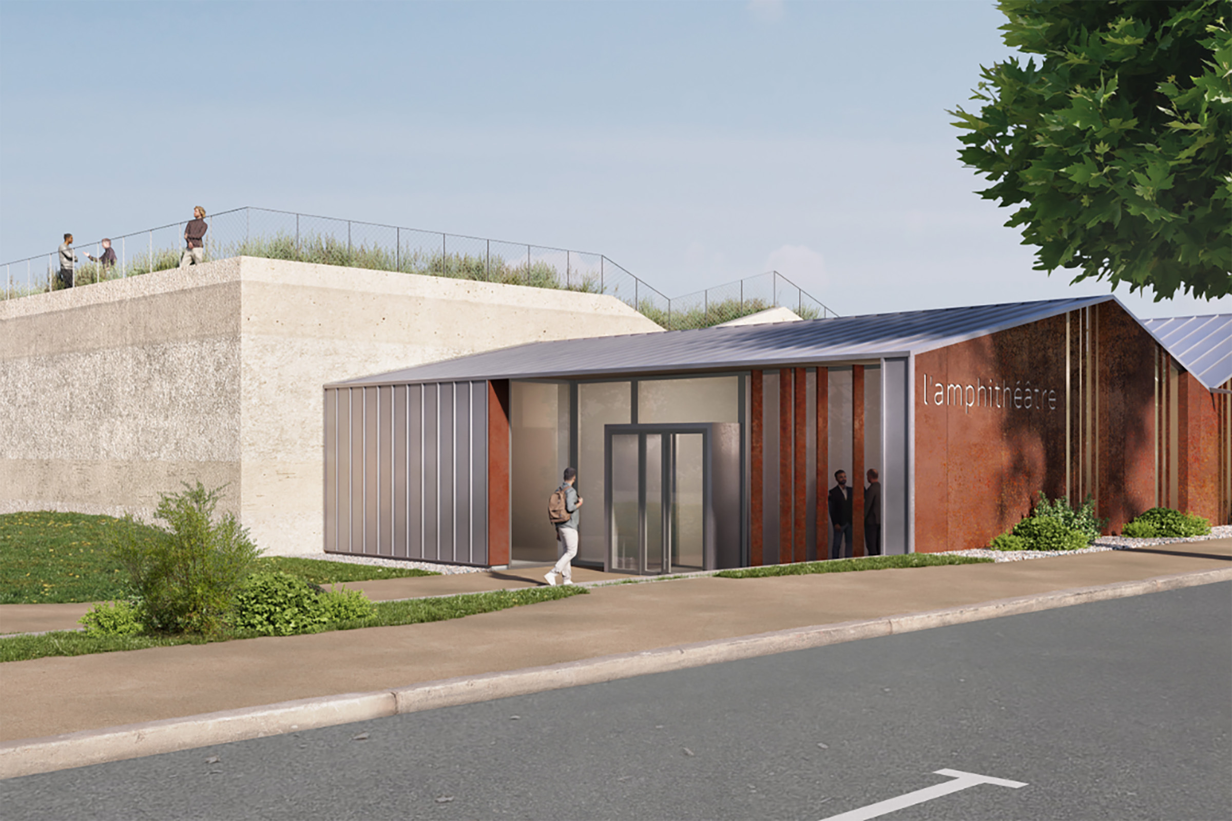 Campus innovation, Poitiers, amphithéâtre, auditorium, cuisine, étudiants, Atelier du trait, Caroline cordier, scenographicc, conception, éclairage, réseaux scéniques
